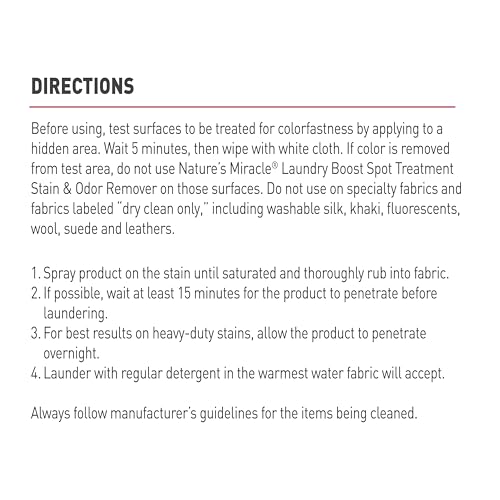 NATURE’S MIRACLE LAUNDRY BOOST SPOT TREATMENT STAIN AND ODOR REMOVER, 32 OZ., LAUNDRY PRE-WASH STAIN AND ODOR REMOVER