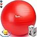 LuxFit Premium Extra Thick Yoga Fitness Exercise Ball '2 Year Warranty' (Red, 65cm)