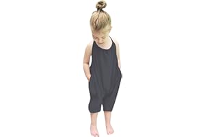RAISEVERN Toddler Girls Halter Backless Romper Baby Kid Jumpsuit Pants Clothes with Pocket Size 1-6 T