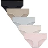 Vince Camuto Women's Hipster Underwear - 5 Pack Ultra Soft & Sexy Lingerie - Breathable Seamless Panties for Women, Size X-Large, Smoky Blue Assorted