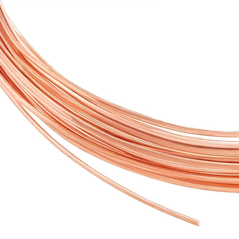 BENECREAT 23 Gauge 20 Feet Half Round Copper Wire, 0.6mm Wide Copper Beading Wire for Crafts Making Supplies