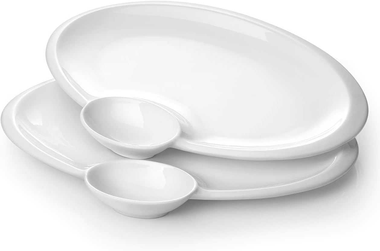 Porcelain Serving Plate with Sauce Dish 