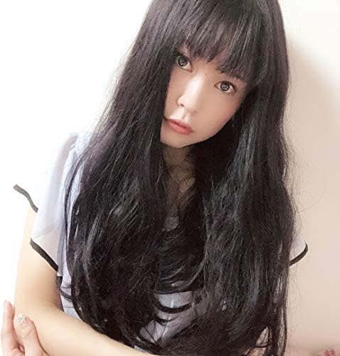 ウィッグ ロングヘアー フルウィッグ コスプレ 前髪 ぱっつん お嬢様 パーマ アレンジ自在 耐熱 絡まない 自然