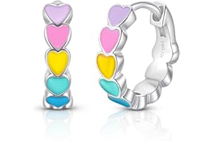 DEBBIE'S ROOM JEWELRY Heart Enamel Earrings for Baby Girls – 925 Sterling Silver Hypoallergenic Huggie Hoops for Toddlers & Kids | Safe Sensitive Ear Jewelry, Pastel Charm, Perfect Baby Girl Gift