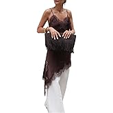 Women Satin Lace Trim Spaghetti Cami Tops Y2k Strap Side Split Asymmetrical Cami Top Loose Silky Going Out Shirts