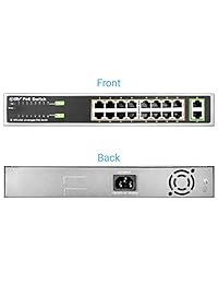BV-Tech 16 Port PoE + unmanaged Switch + 2 Gigabit Ethernet Uplink   130 W   802.3 at   poe-sw1602 a