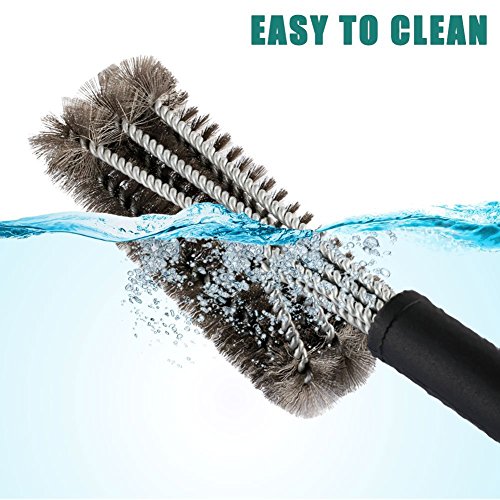 QcoQce BBQ Gloves Grill Brush Bristle Free Barbebue Grill Cleaning 18” Brush Stainless Steel Grilling Tool, Long Handle,Includes Pastry Basting Brush - Thumbnail 4