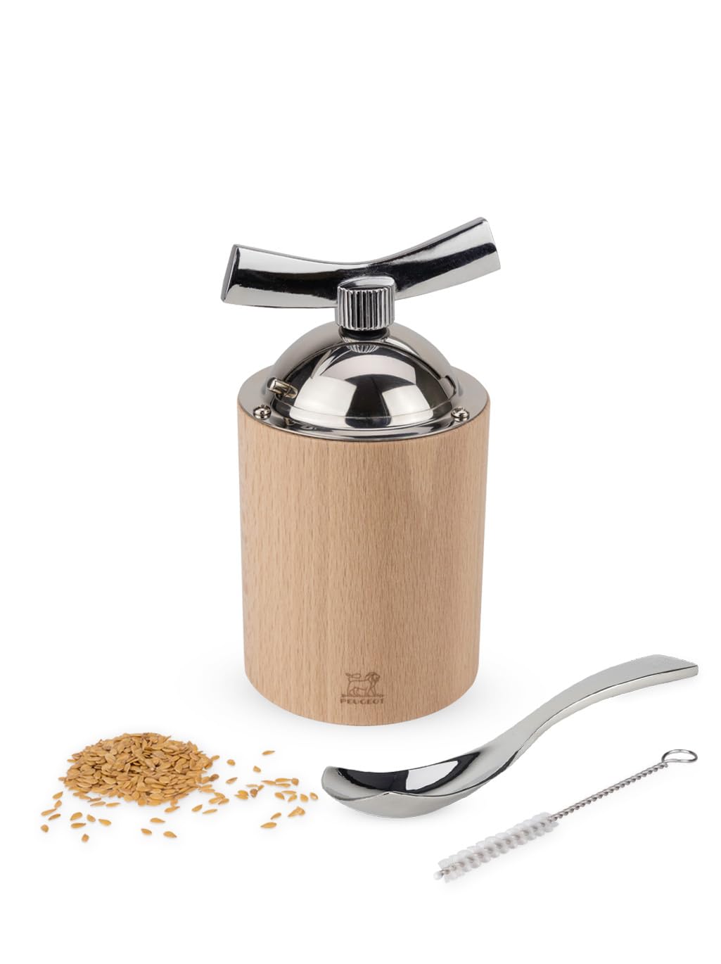 Peugeot - Isen Flax Seed Mill, Wood and Stainless Steel, 13 cm, Brown