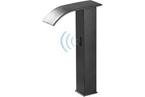 Automatic Faucet touchless Commercial Motion Sensor Bathroom Faucet with Cover Plate Vanity Faucets Hands Free Waterfall Bathroom Water Tap with Control Box and Temperature Mixer by Bodqemr…