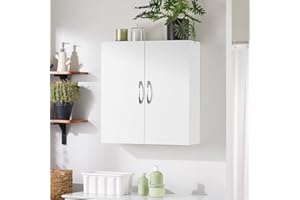 SoBuy Narrow Bathroom Wall Cabinet Over The Toilet Storage, Small Space Wall Mounted Medicine Cabinet with Adjustable Shelf, Floating Storage Cabinet for Laundry Room Kitchen, White BZR200-T-W