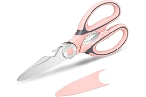 SYMGILA Kitchen Shears Scissors Heavy Duty, Kitchen Scissor Multi-Purpose Stainless Steel Sharp, Kitchen Scissors for Chicken/Poultry/Meat/Vegetables/Herbs/BBQ (Pink)