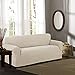 Maytex Reeves Stretch 1 Piece Sofa Furniture Cover Slipcover, Natural White