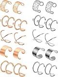 Jovitec 10 Pairs Stainless Steel Ear Cuff Helix Cartilage Clip on Earrings Non Piercing Cartilage Earrings for Women Girls Supplies, 5 Styles (Steel and Rose Gold)