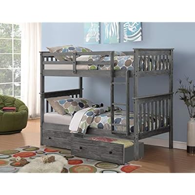 Donco Kids Twin Bunk Bed with Dual Under Bed Drawers Zambia Ubuy