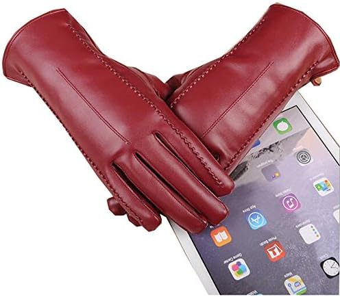 Roundeel PU Leather Gloves Texting TouchScreen Fall Winter Warm Glove For Women