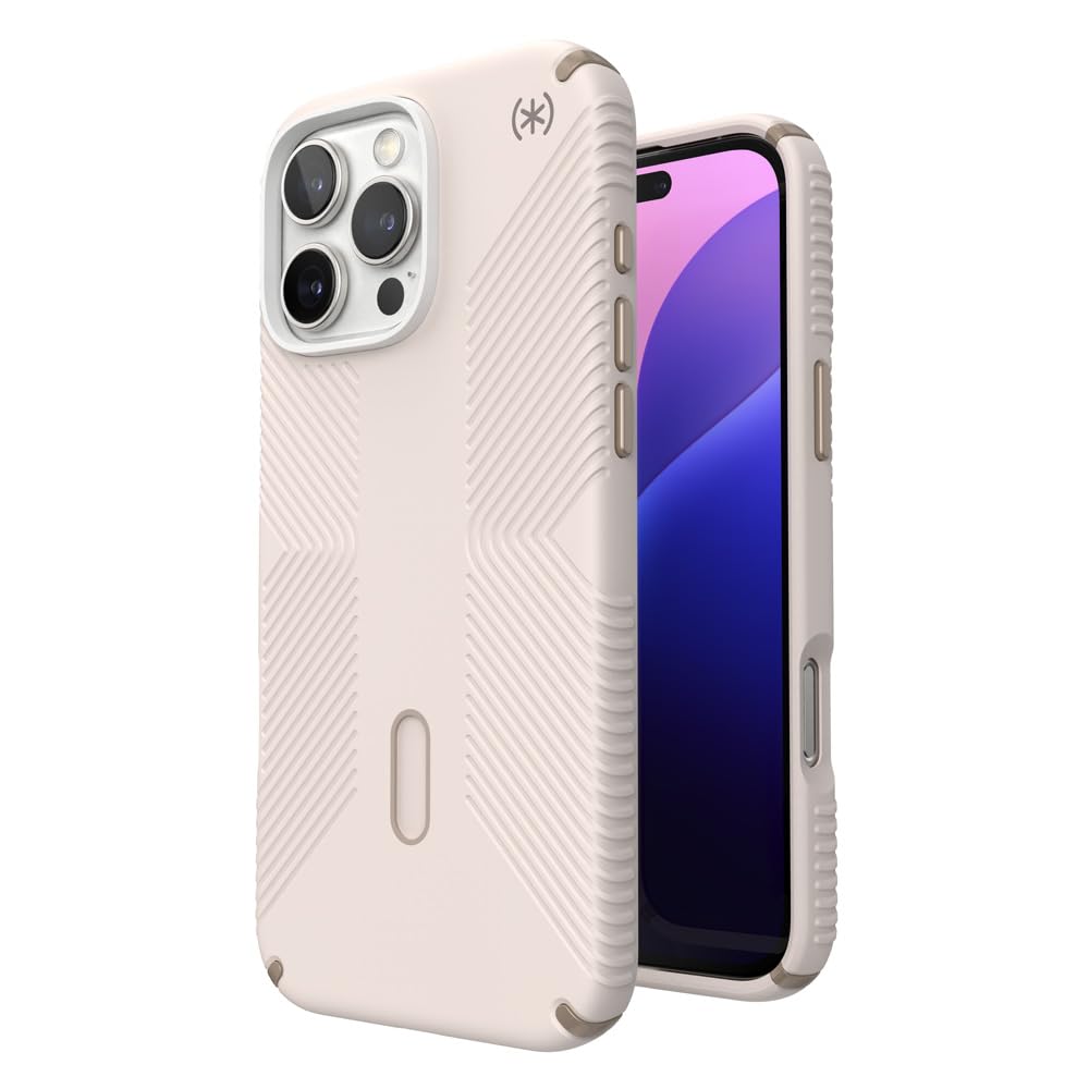 Speck Presidio 2 Grip iPhone 16 Pro Max Case - MagSafe and ClickLock - Bone/Gold Image Speck Presidio 2 Grip iPhone 16 Pro Max Case - MagSafe and ClickLock - Bone/Gold Image