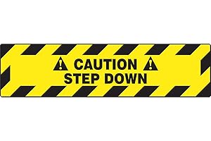 Accuform PSR246 Slip-Gard Adhesive Vinyl Step-Style Floor Sign, Legend "Caution Step Down", 6" x 24", Black on Yellow