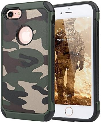 Kingsource iPod Touch 6 Tough Armor Case with Extreme Heavy Duty Protection,Dual Layer Military Army Defender Camouflage Shockproof Rugged Impact Super Protective Case Army Green
