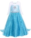 Cotrio Princess Elsa Costume Dress Up Toddler Halloween Costumes Girls Cosplay Party Dresses Kids Outfits Size 3T (100, 2-3Years) Blue