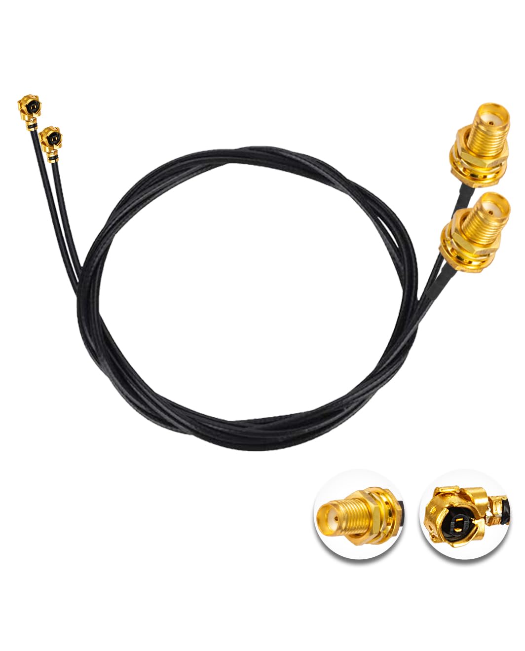 Vecys 2PCS U.F.L1 to SMA Female Low Loss Coaxial Cable 20" /50CM U.F.L1 1.13mm Mini-Coaxial Pigtail Cable for Wireless Routers Mini PCIE Network Cards PCI Wi-Fi WAN Repeater