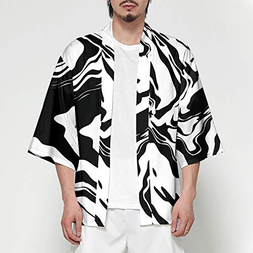 Japanese Kimono Yukata Kimono Jacquet Mens Kimono Shit C,010,L - Thumbnail 3