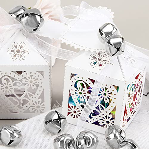 VGOODALL 100PCS Jingle Bells for Crafts, 1 Inch Jingle Bells Silver Jingle Bells Bulk for DIY Project Christmas Party Decor