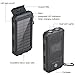 Solar Powered Portable Charger, LSXD Solar Power Bank 10000mAh Waterproof, Dual USB External Backup Battery Pack with 2 Flashlights Carabiner and Compass for Travelling, Hiking, Emergency Use