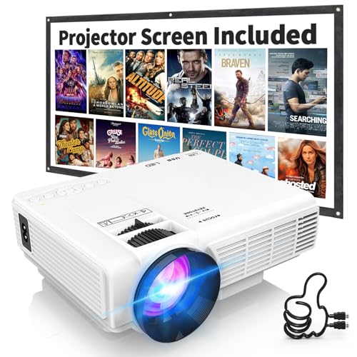 1080P Projector with WiFi and Bluetooth, Portable Outdoor Projector, Mini Movie Projector Synchronize Smartphone Screen by WiFi/USB Cable for Home Entertainment by GKLPO - Used condition - CA$22.24