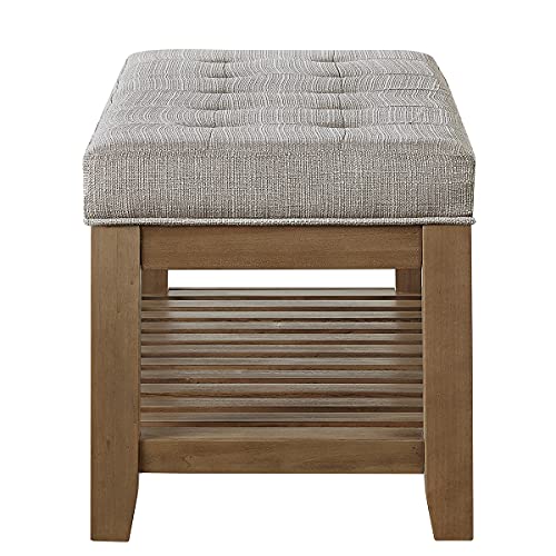 24KF Large Rectangular Upholstered Tufted Linen Fabric Ottoman Bench