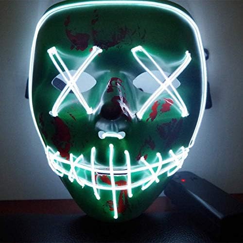 Foneso Halloween LED Masks, Terrible Costume for Halloween Cosplay Carnival Parties Powered Battery Green(Not Included)