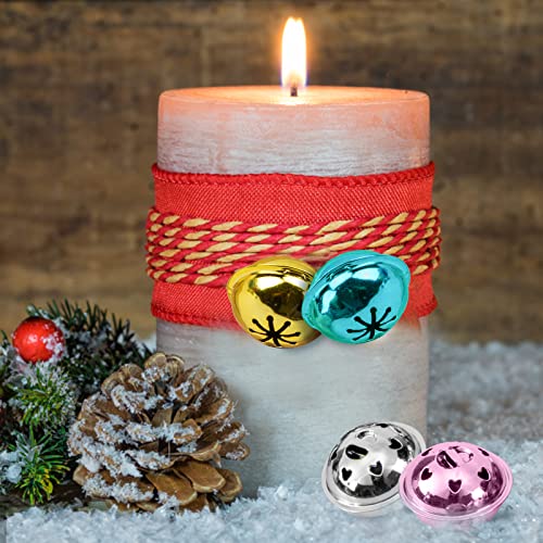 MCPINKY Valentine Craft Bells, 1 Inch Bulk DIY Heart-Shape Bells 7 Colors Bells for Gift Box Decor, Jewelry Making Supplies and Holiday Home Decorations