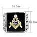 Men's Black & Silver Stainless Steel Masonic Lodge Freemason Ring Band Size 8-14