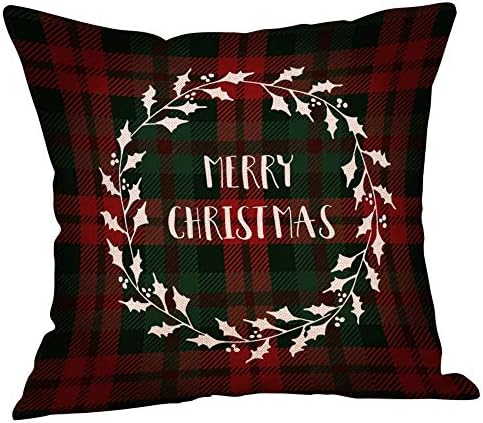 Pillow Case Sunday77 Decoratio 18"*18" Linen Plaid Claerance Christmas Xmas Santa Claus Cushion Cover Bedding Set Sofa Home Car