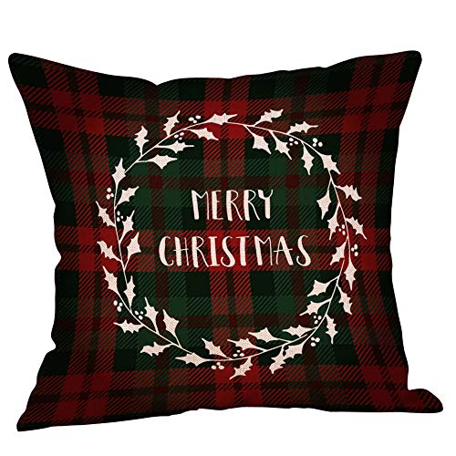 Pillow Case Sunday77 Decoratio 18"*18" Linen Plaid Claerance Christmas Xmas Santa Claus Cushion Cover Bedding Set Sofa Home Car