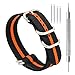 CIVO Heavy Duty G10 Zulu Military Watch Bands NATO Premium Ballistic Nylon Watch Strap 5 White Rings with Stainless Steel Buckle 20mm 22mm 24mm … (Black Pumpkin, 22mm)