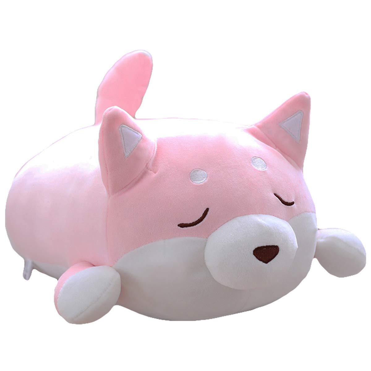 Shiba Inu Dog Plush Pillow, Cute Soft Corgi Stuffed Animals Doll Toys Gifts for Valentine, Christmas, Birthday, Bed, Sofa Chair (Pink Smiling Eye, 21.3in)