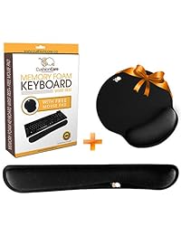 CushionCare - Almohadilla para reposamuñecas con teclado   Alfombrilla para ratón completa incluida para juego   Almohadilla de espuma viscoelástica   Soporte ergonómico   evita túnel carpiano y RSI al escribir en ordenador, Mac y ordenador portátil