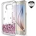 LeYi for Galaxy S6 Case with Tempered Glass Screen Protector Girls Women, Glitter Bling Shiny Moving Quicksand Liquid Clear TPU Protective Phone Case Cover Samsung Galaxy S6 ZX Rose Gold