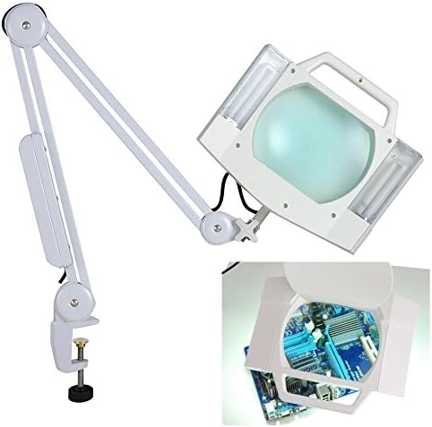 5X Table Desk Clamp Mount Magnifier Lamp Light Glass Lens Diopter