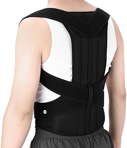 Enjoygous Posture Back Corrector, Clavicle Lumbar Shoulder Back Support Brace Belt, Adjustable Medical Upper Back Neck Pain Relief for Men and Women (31"-45" Waist)