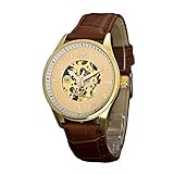 Sewor Lover, orologio meccanico automatico da polso in pelle, per donne (gold)