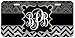 Personalized Monogrammed Chevron Black Grey Ornamental License Plate Auto Tag