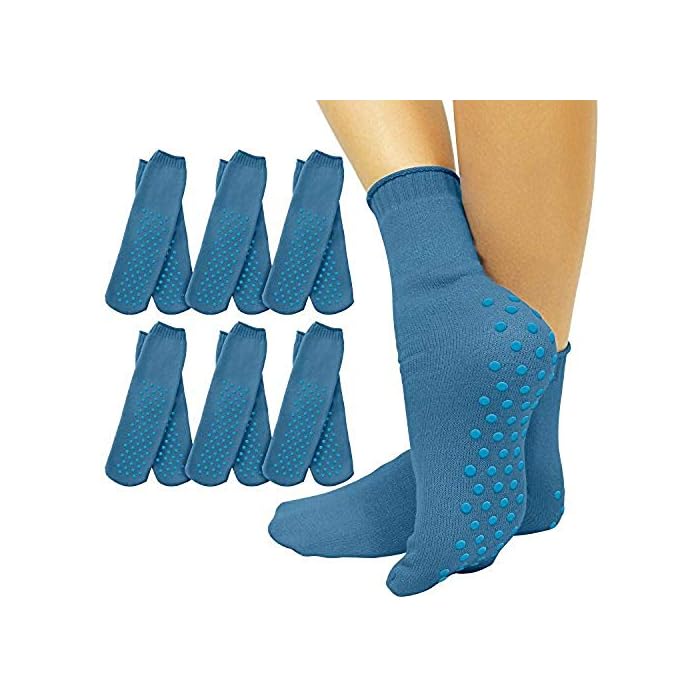 Vive Non-Slip Grip Socks (6 Pairs) - Slipper Socks for Women, Men - Anti-Slip Gripper Socks for Hospital, Yoga, Pilates