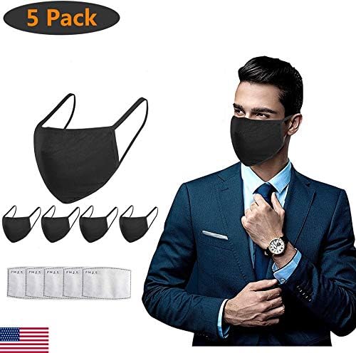 Reusable Face Mouth Mask PM2.5 Mask – 100% Cotton Washable Reusable Cloth Masks,Protection from Dust, Pollen, Pet Dander, (5pcs+5pcs)