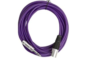 Seismic Audio - SATRXL-M25Purple - 25 Foot Purple XLR Male to 1/4 Inch TRS Patch Cable Snake Cords - Balanced