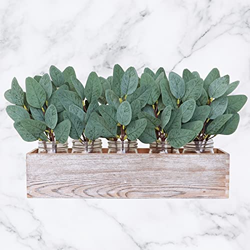 18 Pcs Fake Eucalyptus Leaves Stems Bulk Artificial Oval Eucalyptus