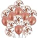 Rose Gold Confetti Balloons Set- 16 pcs Bachelorette Party Decorations for Bridal Showers, Wedding, Engagement Decor and Birthday Parties - Premium Large 18 Inch Latex Party Balloons Kit