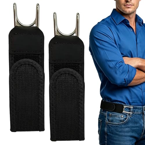 Tuzkevla 2 Piezas Cinturón sin Hebilla para Hombre y Mujer, Cinturón Elástico Hombre Ajustable con Gancho, Cintura Invisible para Trabajo Ocio Exterior