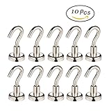 Magnetic Hooks, Makone 12 Pound Heavy Duty Neodymium Hanging Mighty Magnetic Hooks D16 (10 Packs)