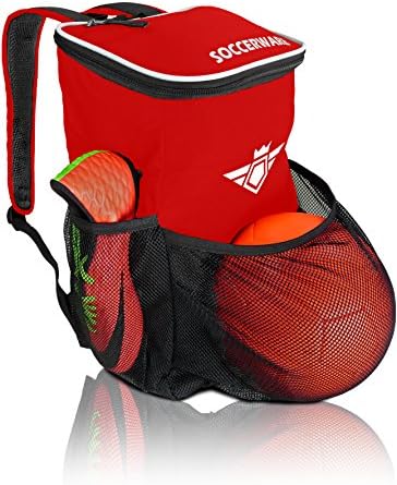 Soccer Backpack with Ball Holder Compartment - For Boys & Girls | Bag Fits All Soccer Equipment & Gym Gear (Black)